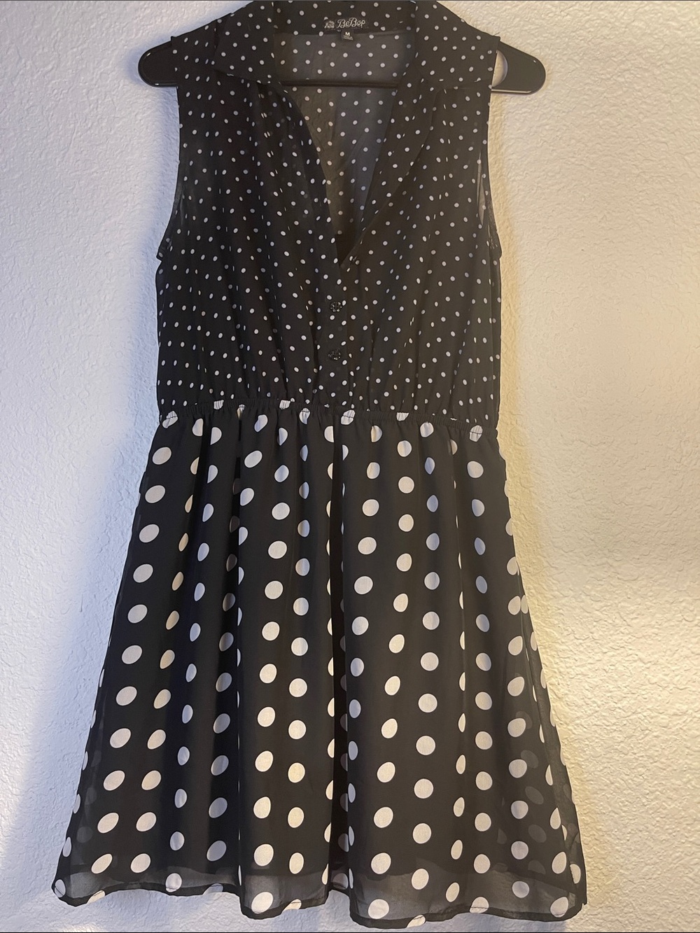 Be Bop  Black and White Polka Dot Sleeveless Dress M